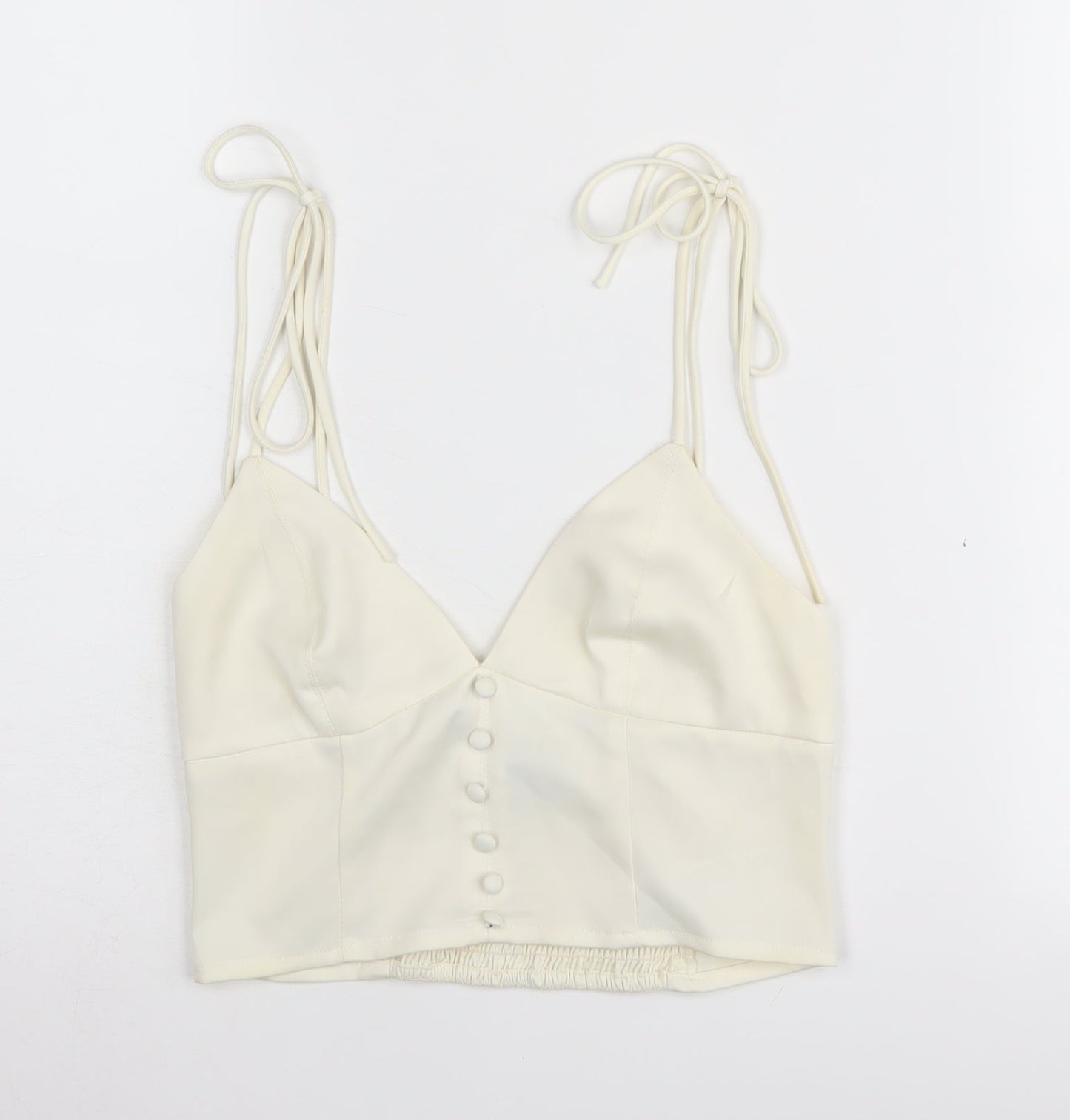 Womens UK Size S Urban Outfitters Ivory Cropped Tank