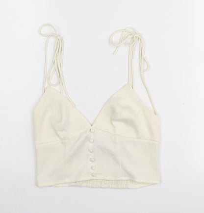 Womens UK Size S Urban Outfitters Ivory Cropped Tank