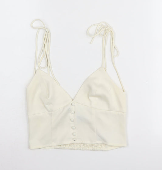 Womens UK Size S Urban Outfitters Ivory Cropped Tank