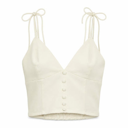 Womens UK Size S Urban Outfitters Ivory Cropped Tank