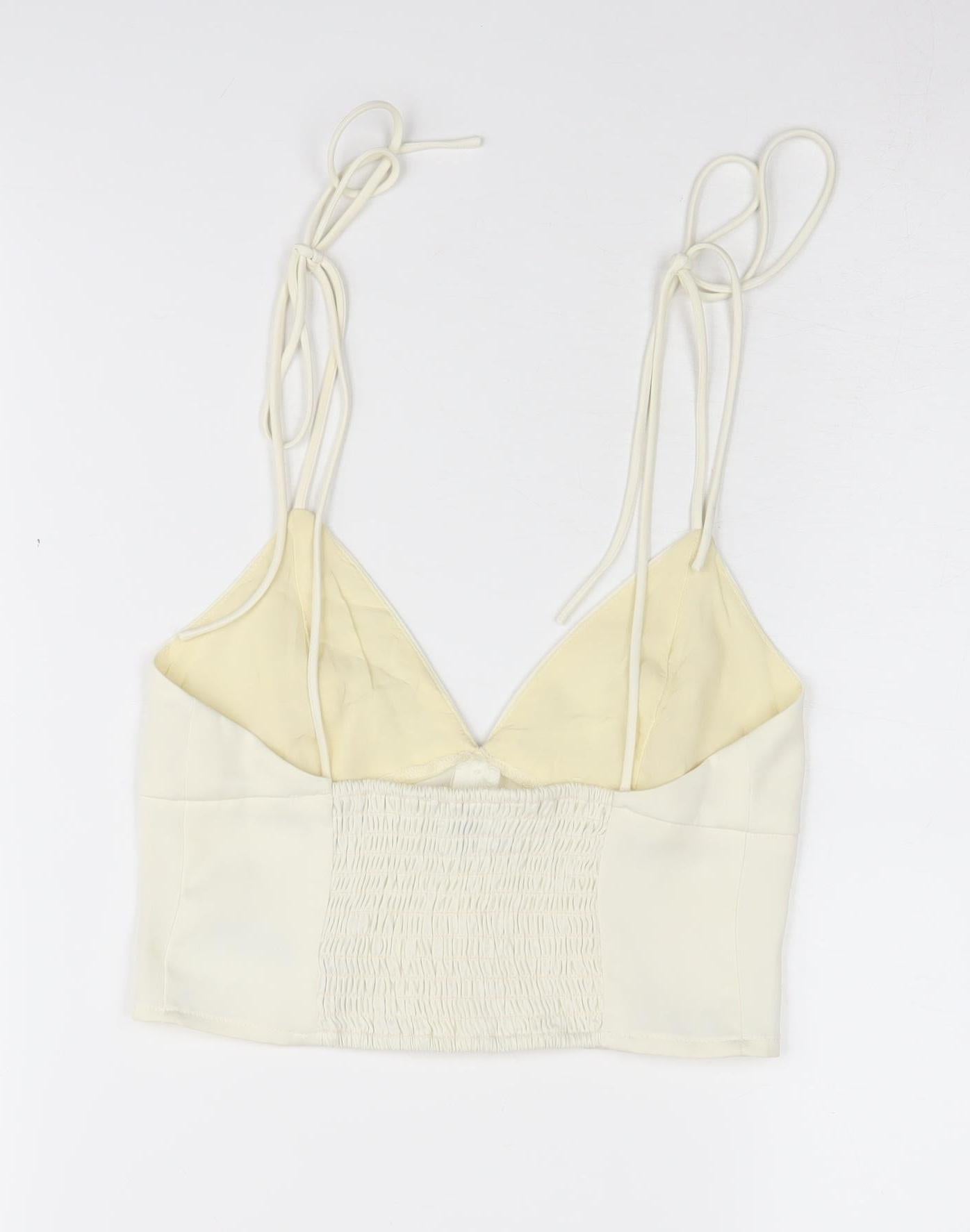 Womens UK Size S Urban Outfitters Ivory Cropped Tank