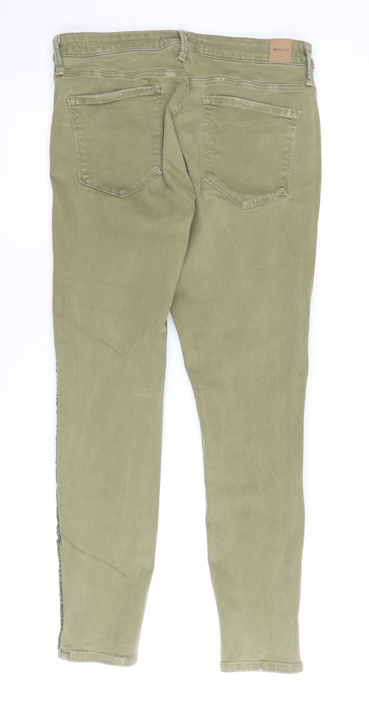 Zara Women's Green Skinny Jeans, Size 14, Side Stripes
