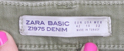 Zara Women's Green Skinny Jeans, Size 14, Side Stripes