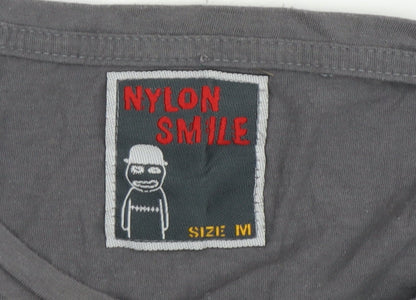 Nylon Smile Boys Grey Graphic T-Shirt Size M Sports Style