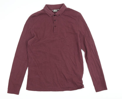 ASOS Men's Red Long Sleeve Polo Shirt M