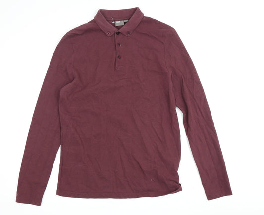 ASOS Men's Red Long Sleeve Polo Shirt M