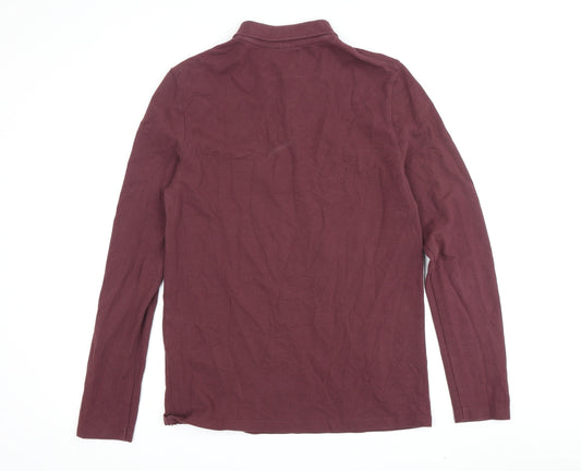 ASOS Men's Red Long Sleeve Polo Shirt M