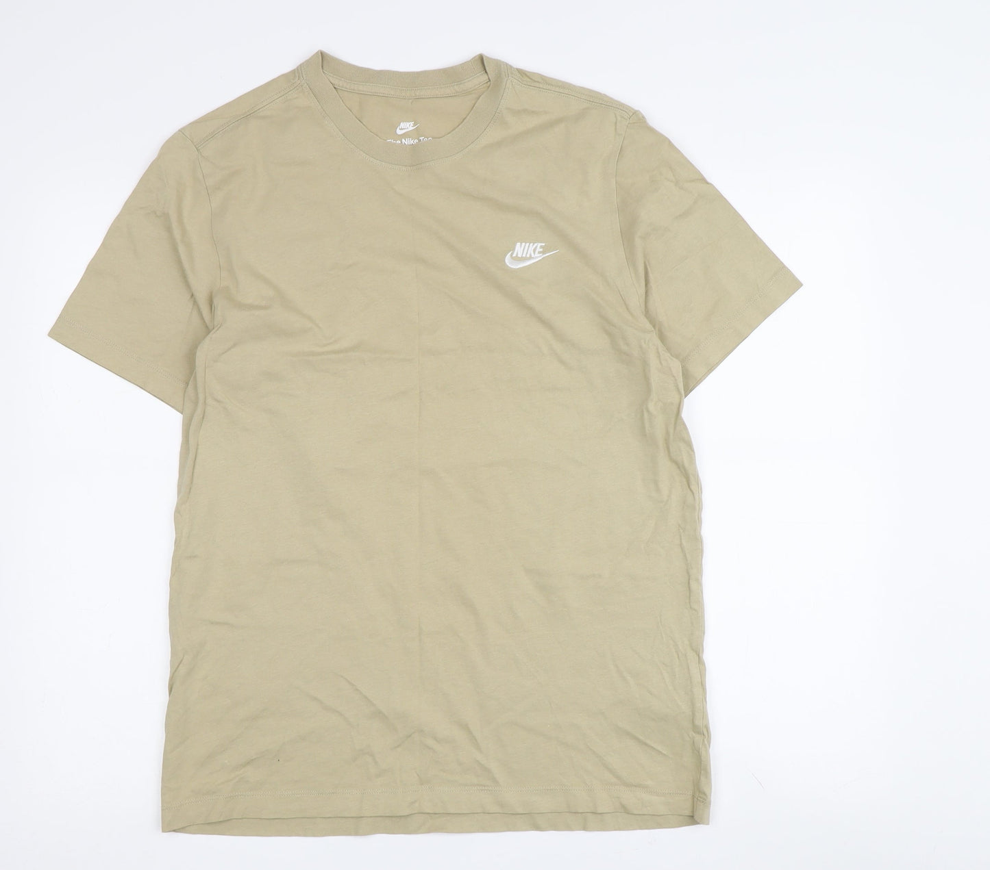 Nike Men's Beige Crew Neck T-Shirt Medium Logo Tee