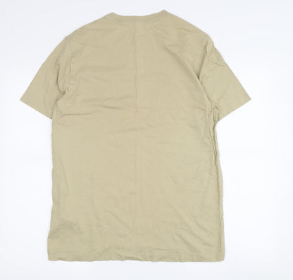 Nike Men's Beige Crew Neck T-Shirt Medium Logo Tee