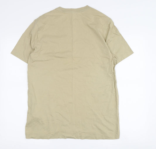 Nike Men's Beige Crew Neck T-Shirt Medium Logo Tee