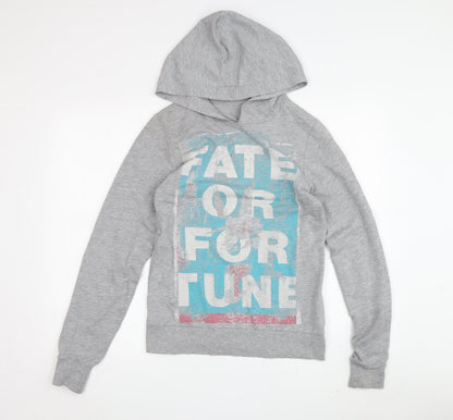 Topshop Women’s Grey Graphic Pullover Hoodie Size 8