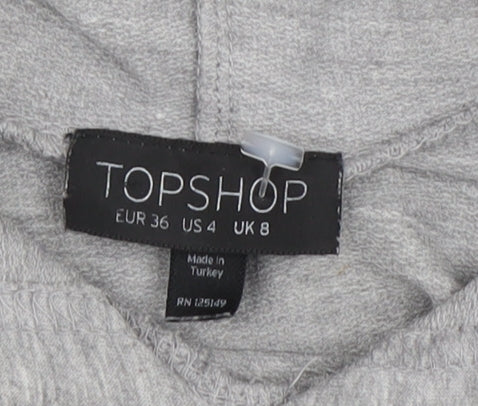 Topshop Women’s Grey Graphic Pullover Hoodie Size 8