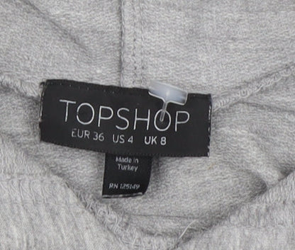 Topshop Women’s Grey Graphic Pullover Hoodie Size 8