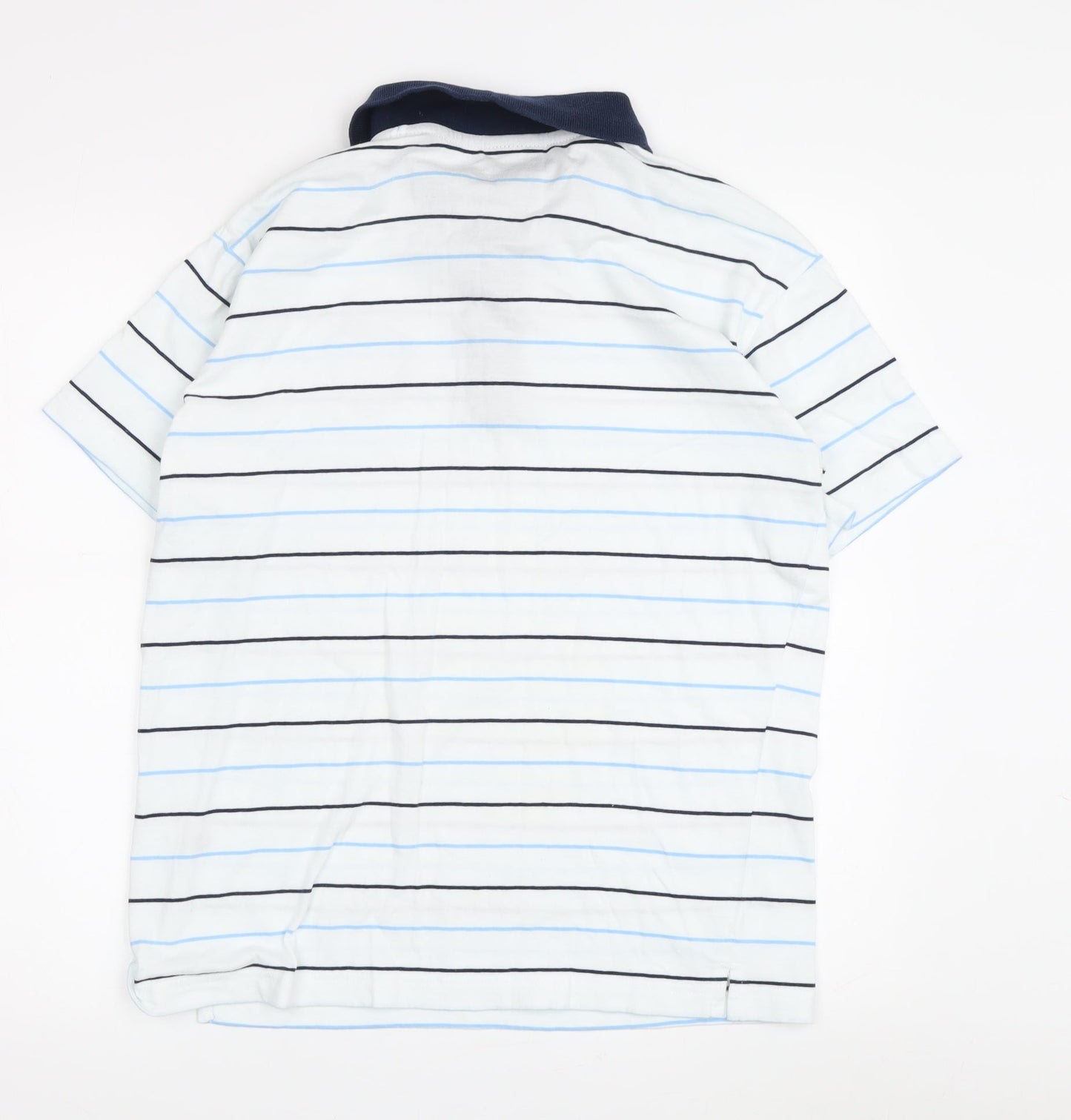 Macron Men's White S Striped Sports Polo Shirt