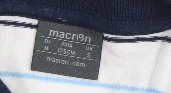 Macron Men's White S Striped Sports Polo Shirt