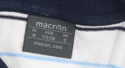 Macron Men's White S Striped Sports Polo Shirt