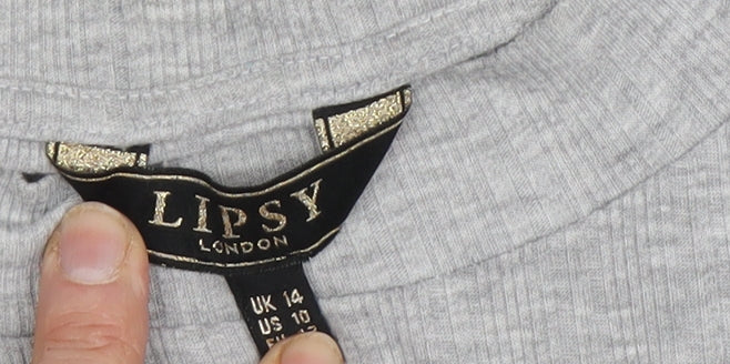 Womens UK Size 14 Lipsy Grey Basic T-Shirt