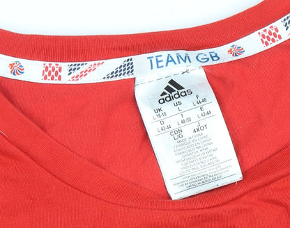 Womens UK Size L adidas Red  T-Shirt