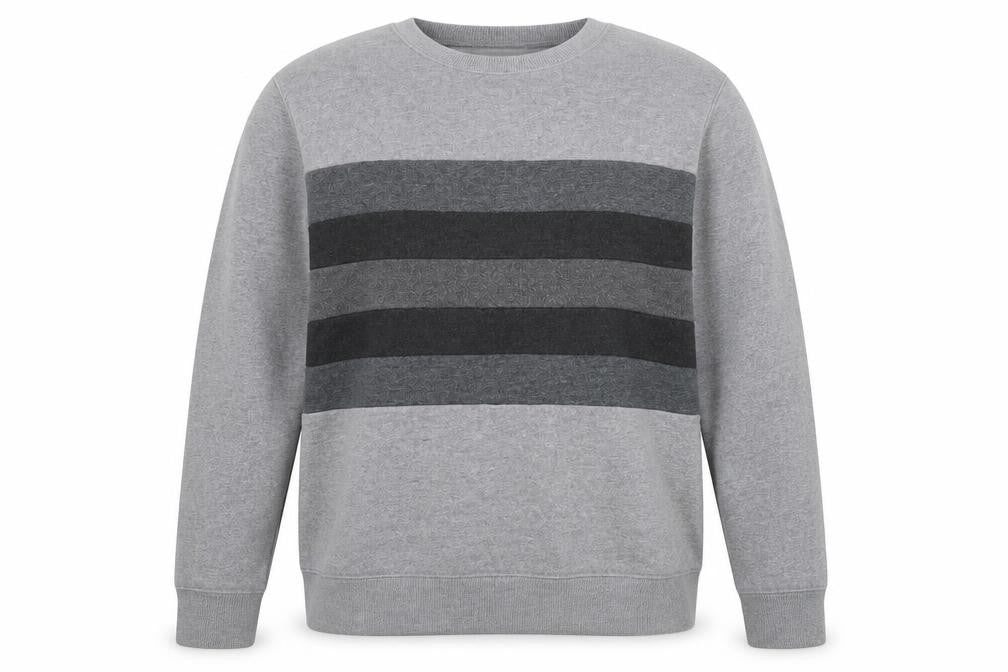 Front view of Folk Grey Striped Pullover Sweatshirt - unisex l