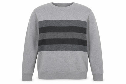 Front view of Folk Grey Striped Pullover Sweatshirt - unisex l