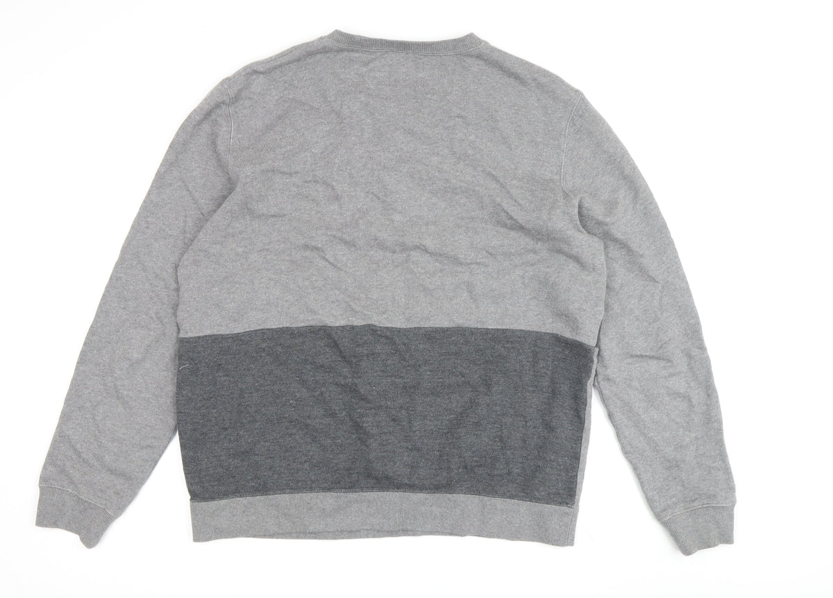 Back view of Folk Grey Striped Pullover Sweatshirt - unisex l