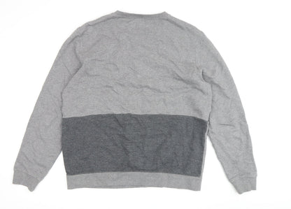 Back view of Folk Grey Striped Pullover Sweatshirt - unisex l