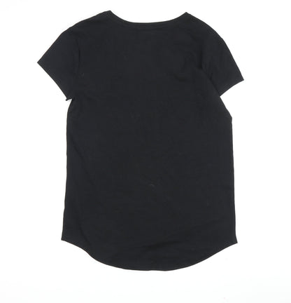 Barbie Girls Black Cotton T-Shirt S Logo Graphic Casual