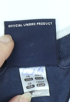 Umbro Boys' Blue T-Shirt, Size 9 Years, V-Neck Casual