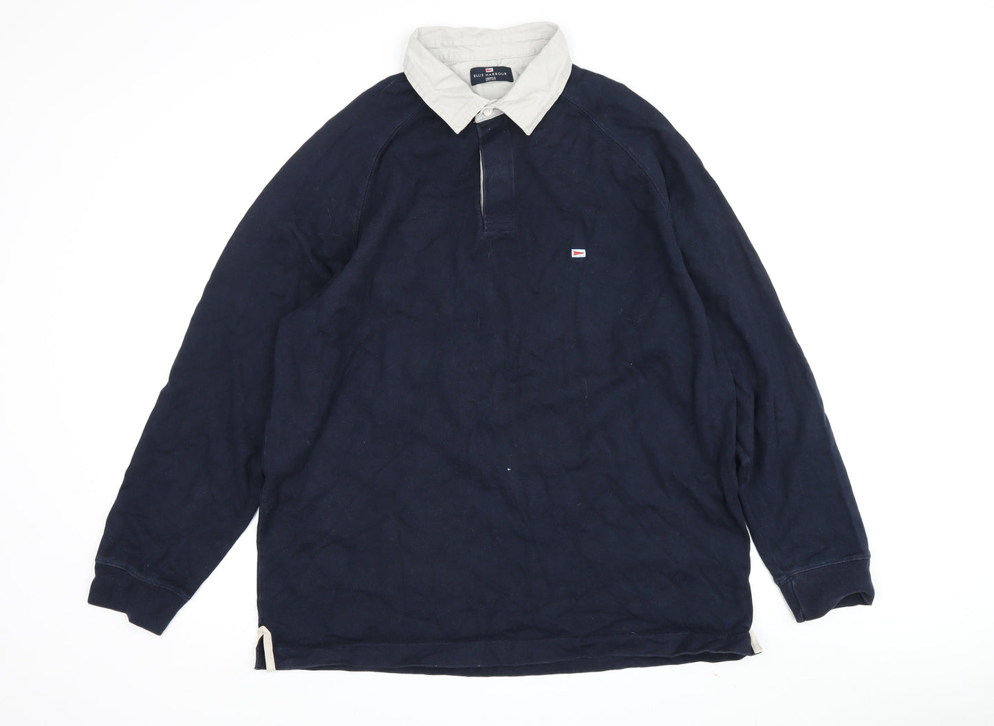 Marks and Spencer Men's Blue Long Sleeve Polo L