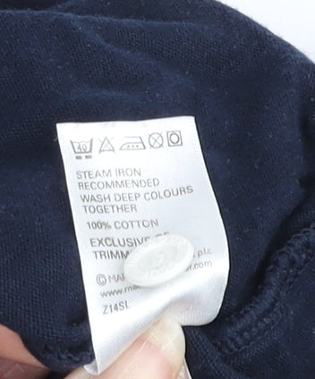 Marks and Spencer Men's Blue Long Sleeve Polo L