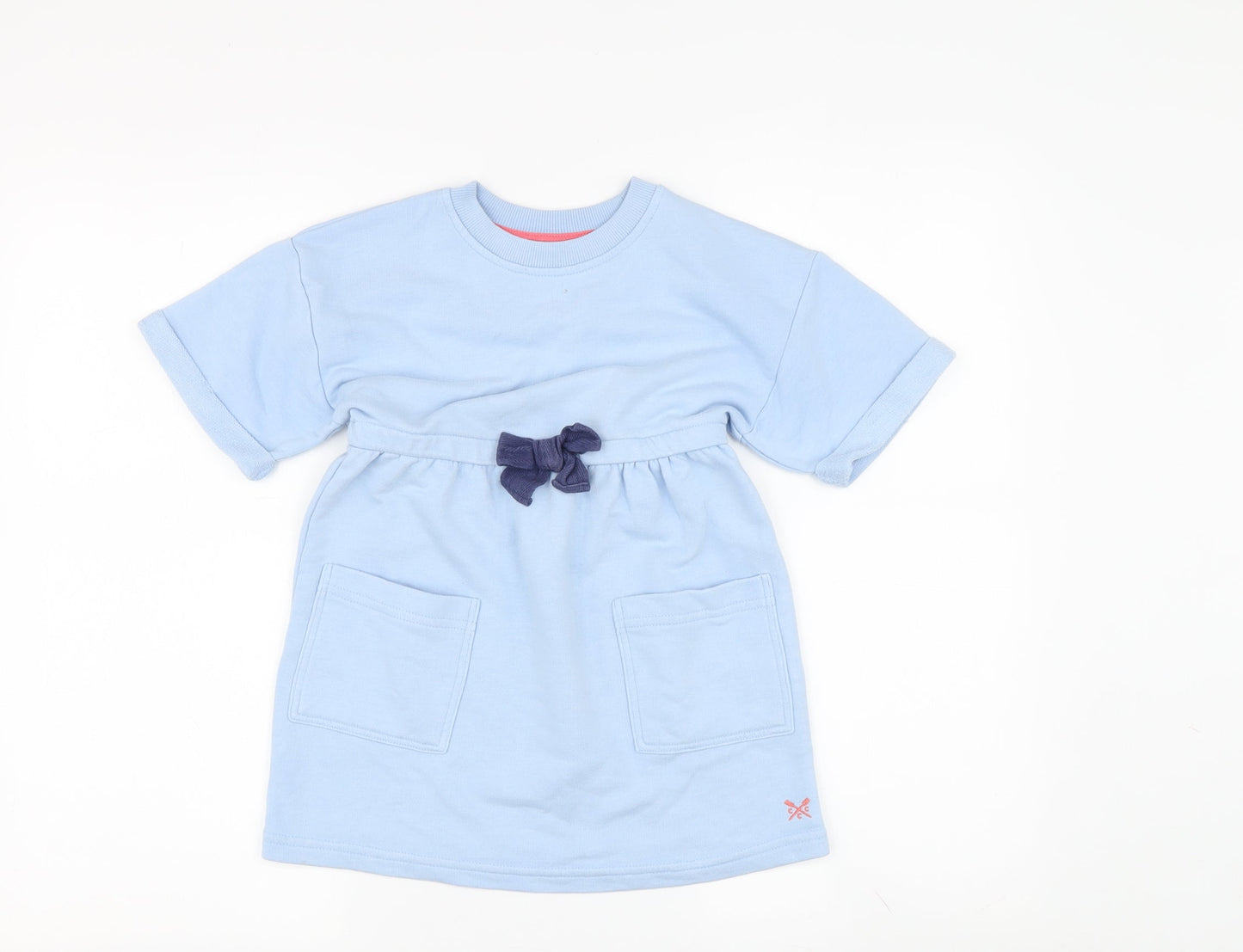 Girls Blue T-Shirt Dress with Bow, Size 3-4 Years