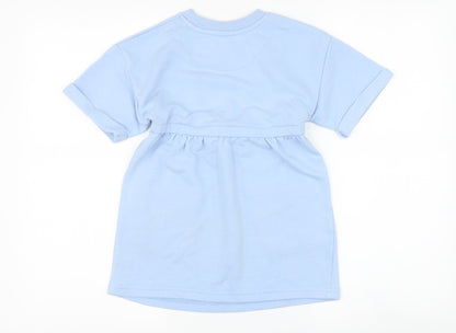 Girls Blue T-Shirt Dress with Bow, Size 3-4 Years