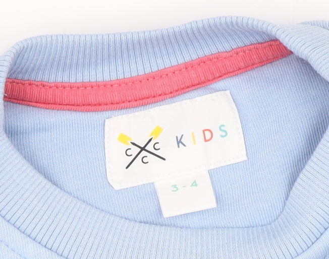 Girls Blue T-Shirt Dress with Bow, Size 3-4 Years