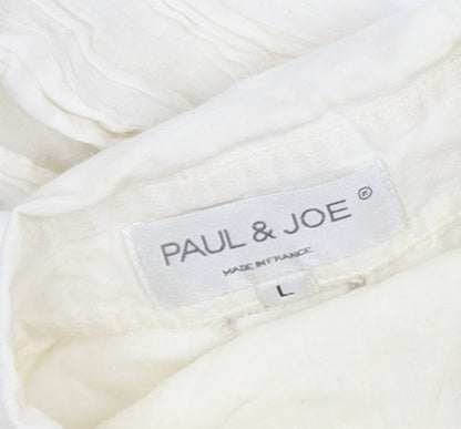Paul & Joe Women's White Button-Up Shirt, Size L, Cotton