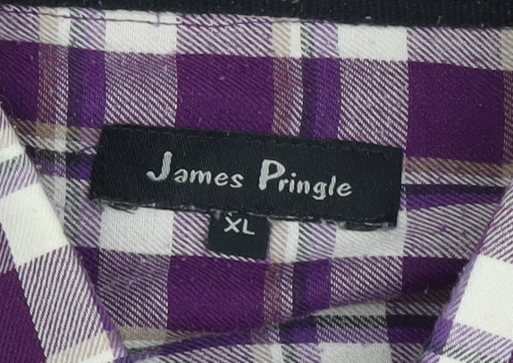 James Pringle Men's Purple Check Shirt XL Casual