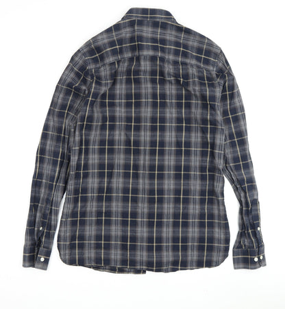 Jack & Jones Men's Blue Plaid Long Sleeve Shirt M