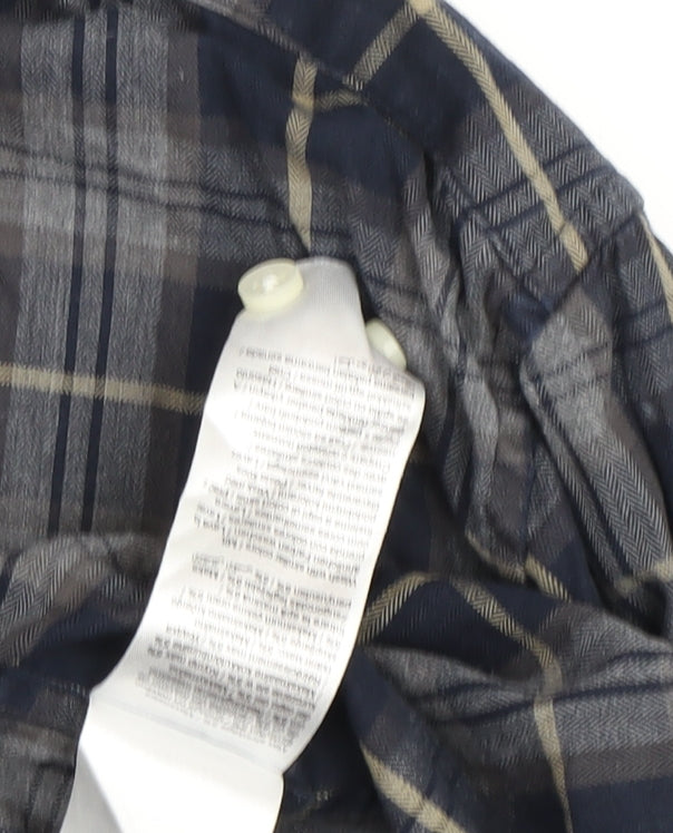 Jack & Jones Men's Blue Plaid Long Sleeve Shirt M