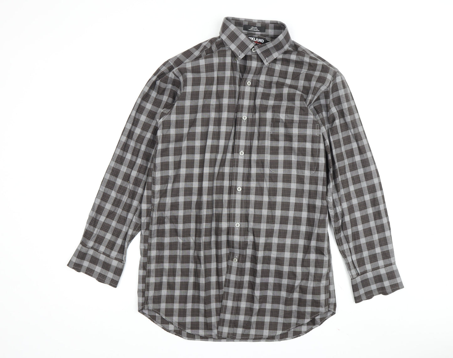 Kirkland Signature Men's Grey Check Shirt Medium