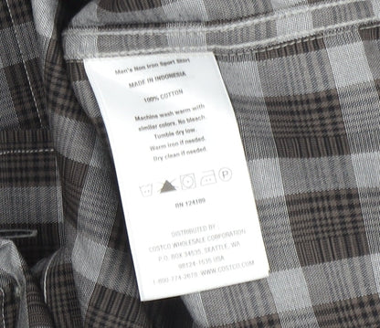 Kirkland Signature Men's Grey Check Shirt Medium