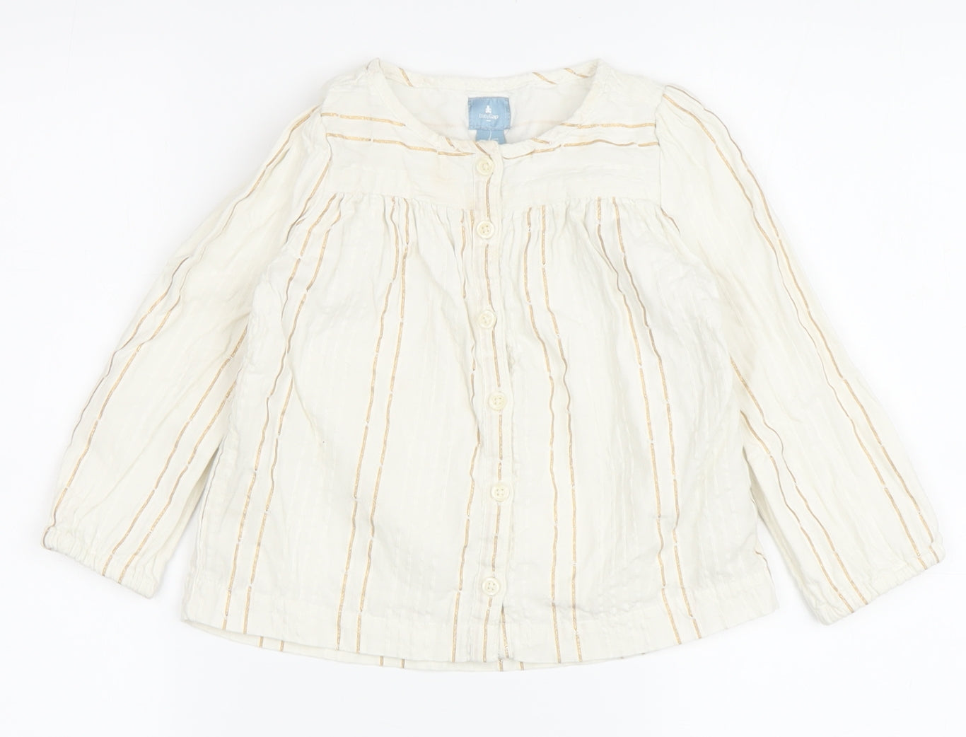 Baby Gap Girls Ivory Striped Blouse, 24 Months, Long Sleeve