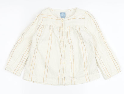 Baby Gap Girls Ivory Striped Blouse, 24 Months, Long Sleeve