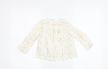 Baby Gap Girls Ivory Striped Blouse, 24 Months, Long Sleeve