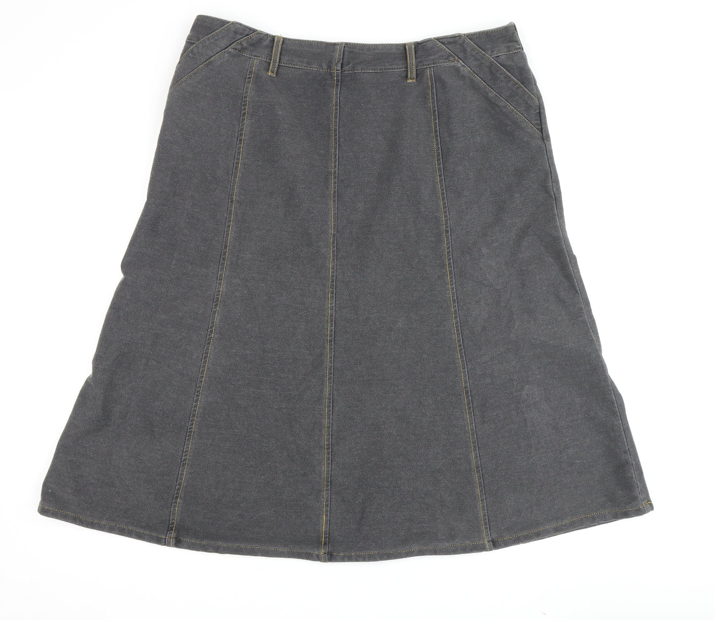 Women's Grey A-Line Cotton Skirt, Size L
