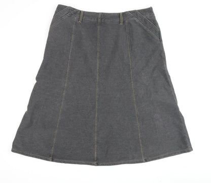 Women's Grey A-Line Cotton Skirt, Size L