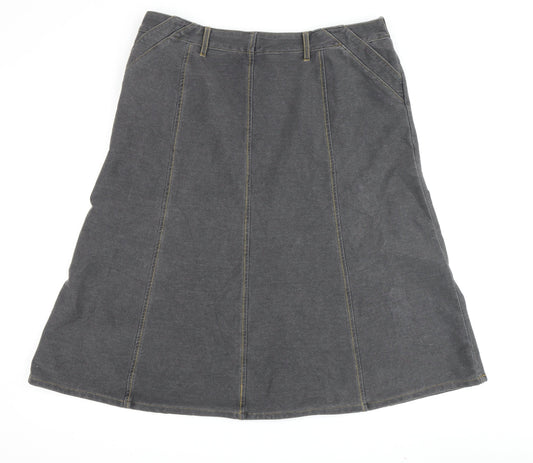Women's Grey A-Line Cotton Skirt, Size L