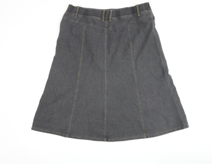 Women's Grey A-Line Cotton Skirt, Size L