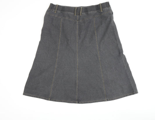 Women's Grey A-Line Cotton Skirt, Size L