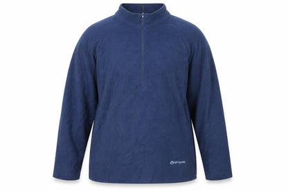 Front view of Sprayway unisex blue fleece sweatshirt, size 14, high neck