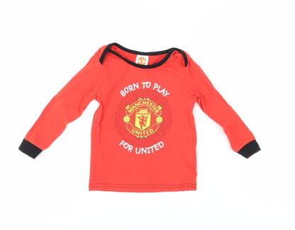 Manchester United Unisex Baby Red T-Shirt 18-24M Logo
