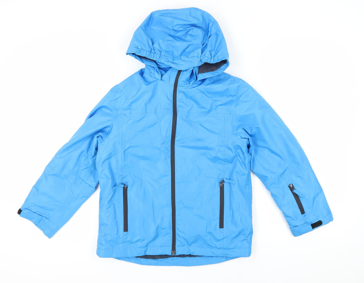 Additional front view of Crane boys’ blue puffer jacket 9-10 years waterproof winter